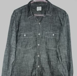 J. Crew Mens L/S grey denim button up...